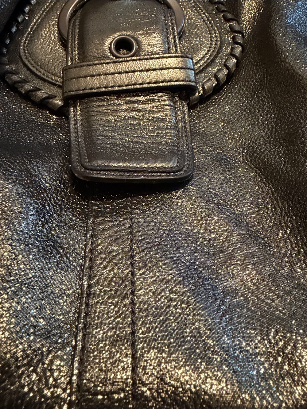 Women’s Coach Vintage Metallic Gunmetal  Leather Shoulder Bag - Picture 12 of 13